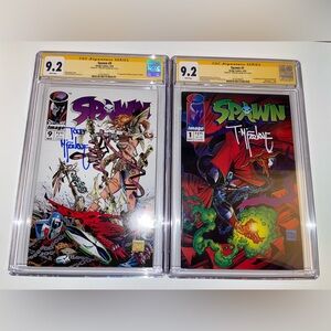 SOLD!! SPAWN #1 AND #9 CGC SS 9.2 1st AL SIMMONS and ANGELA Signed by MCFARLANE!